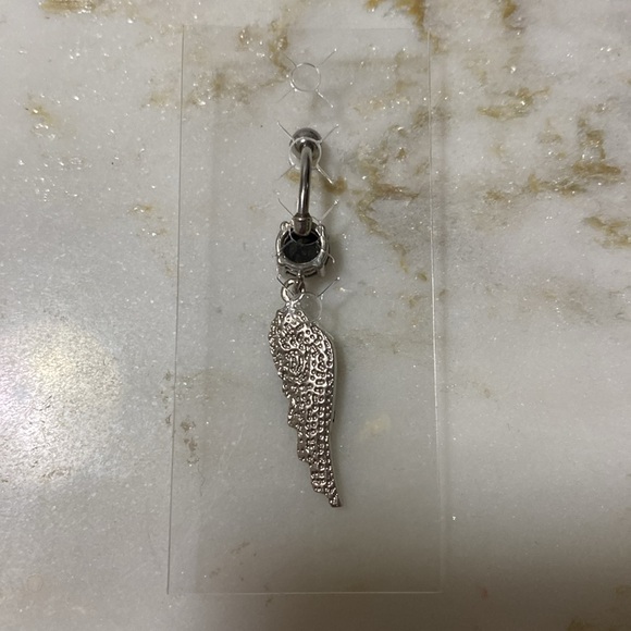 🆑 Morbid Metals 14g Navel Black Angel Wing Belly Bottom Piercing - Picture 7 of 8